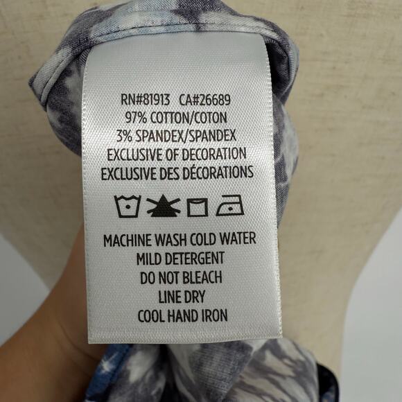 Robert Graham Woven Button Front Long SleeveShirt Black Navy Geometric Print M - Picture 6 of 9